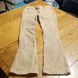 AMERICAN EAGLE Womens Pants Corduroy 2 TAN BEIGE BOOTCUT Stretch Used Boot Cut